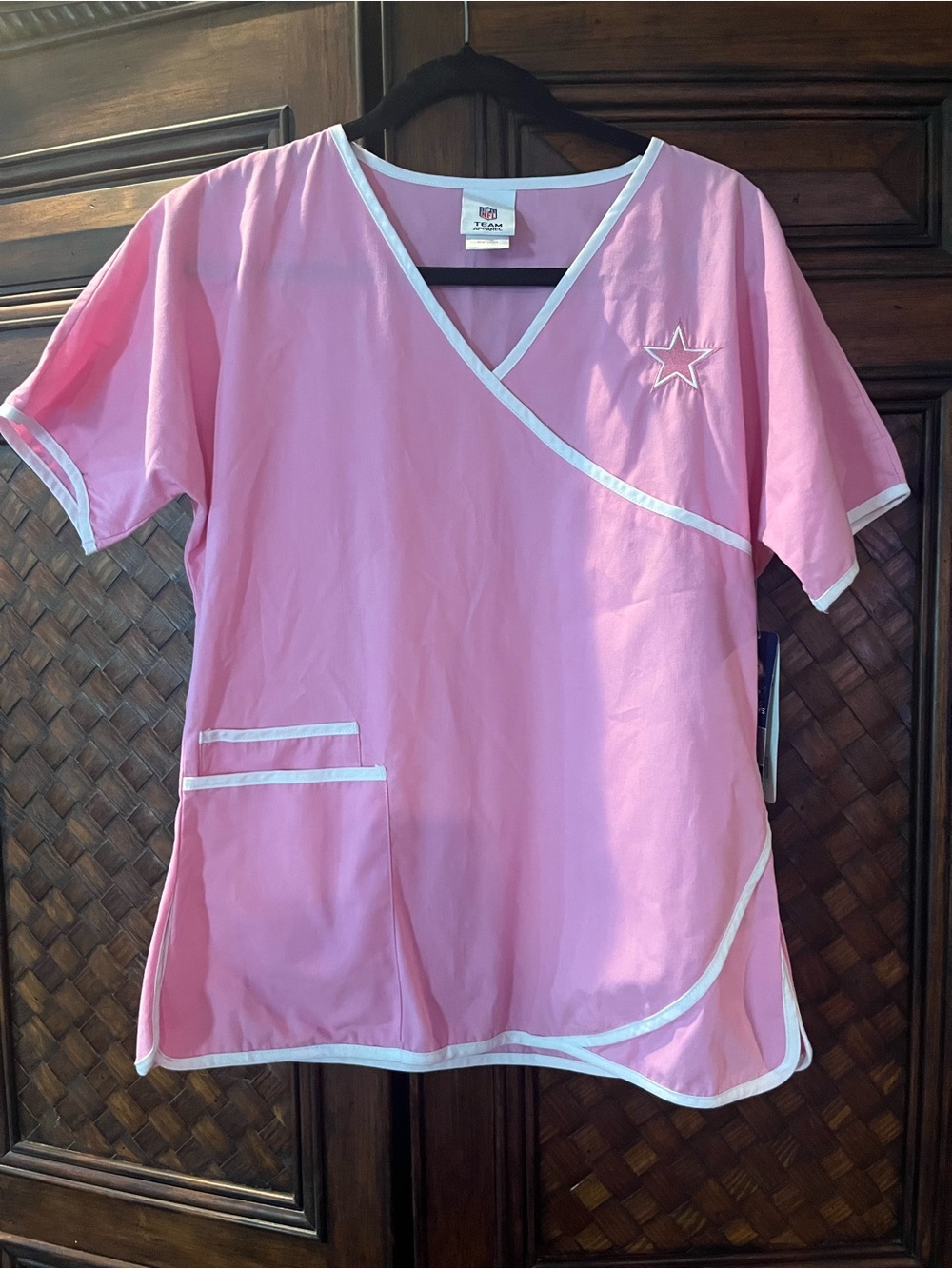 NFL Women’s Pink Scrub Top with White Trim